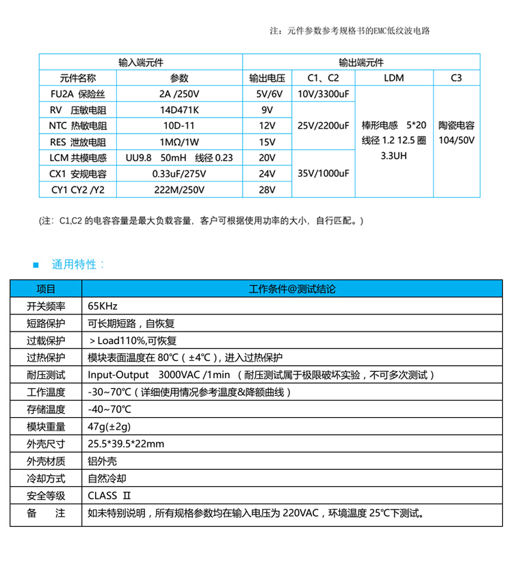 电路元件选型参数